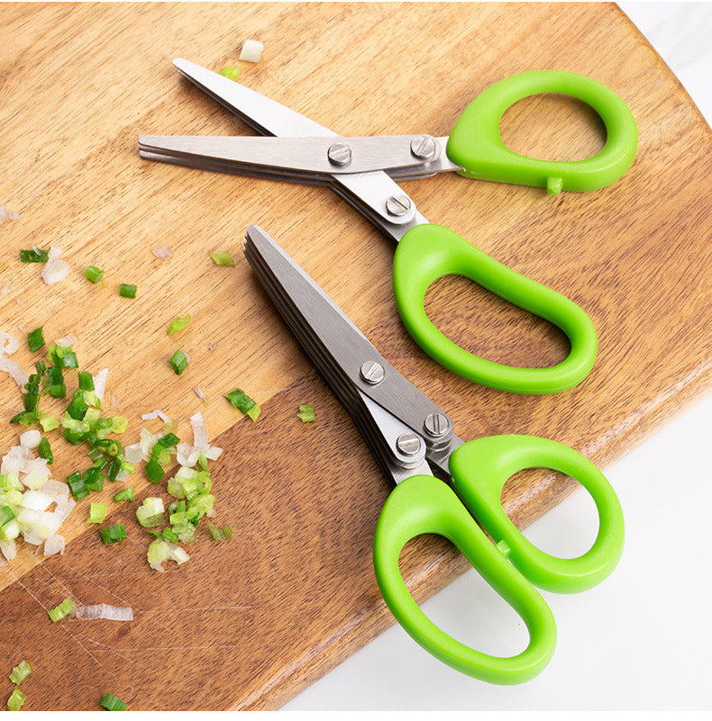 Multifunctional Multi-layer Green Onion Scissors Stainless Steel