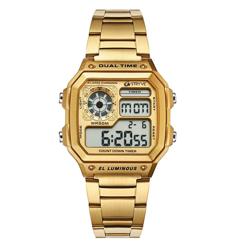 Fashion Digital Led Sports Waterproof Men Luxury Stainless Steel Watch