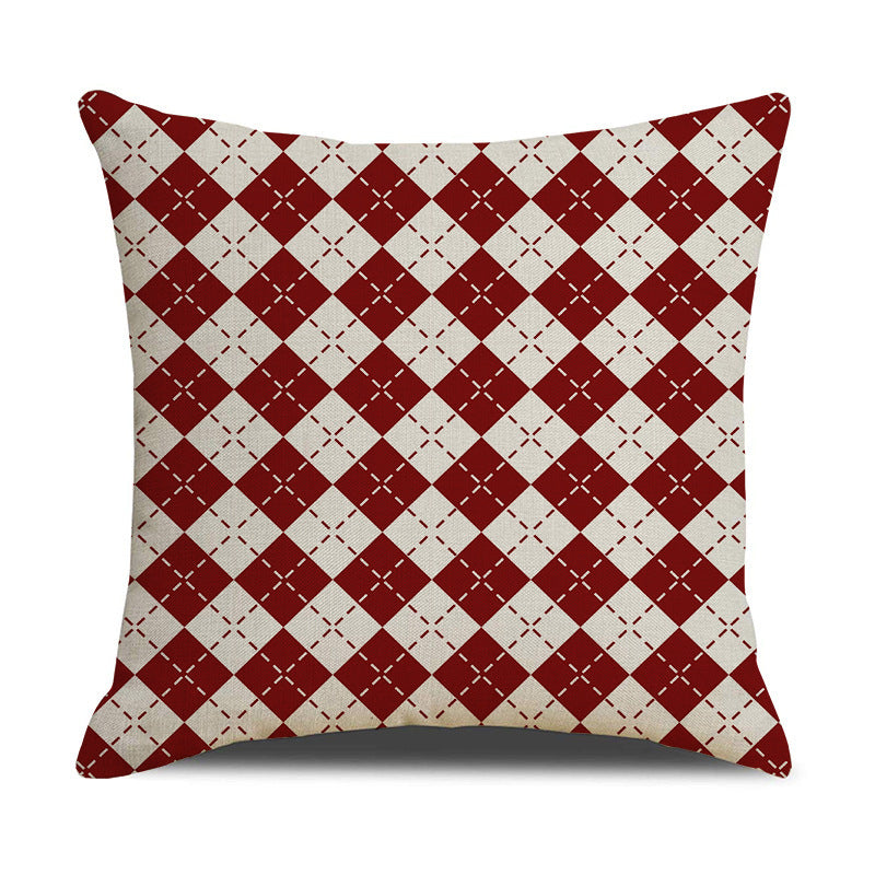 Christmas Linen Stripe Print Pillowcase Household