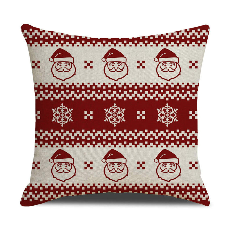 Christmas Linen Stripe Print Pillowcase Household