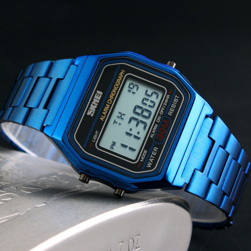 Mens Led Watch Electronic Steel Band Watch