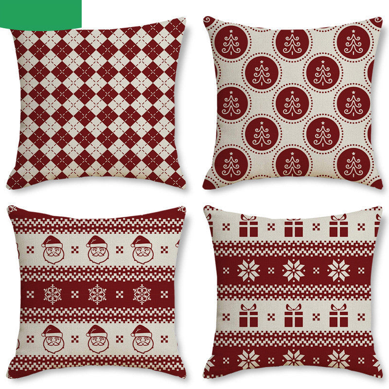 Christmas Linen Stripe Print Pillowcase Household