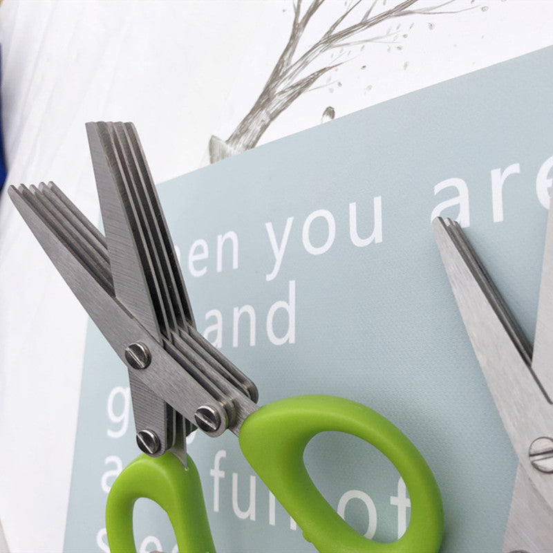 Multifunctional Multi-layer Green Onion Scissors Stainless Steel