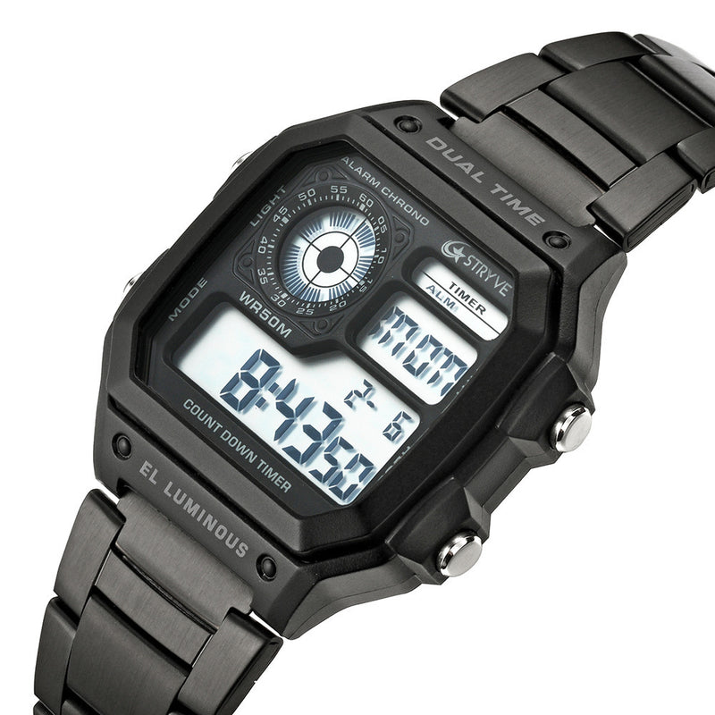 Fashion Digital Led Sports Waterproof Men Luxury Stainless Steel Watch