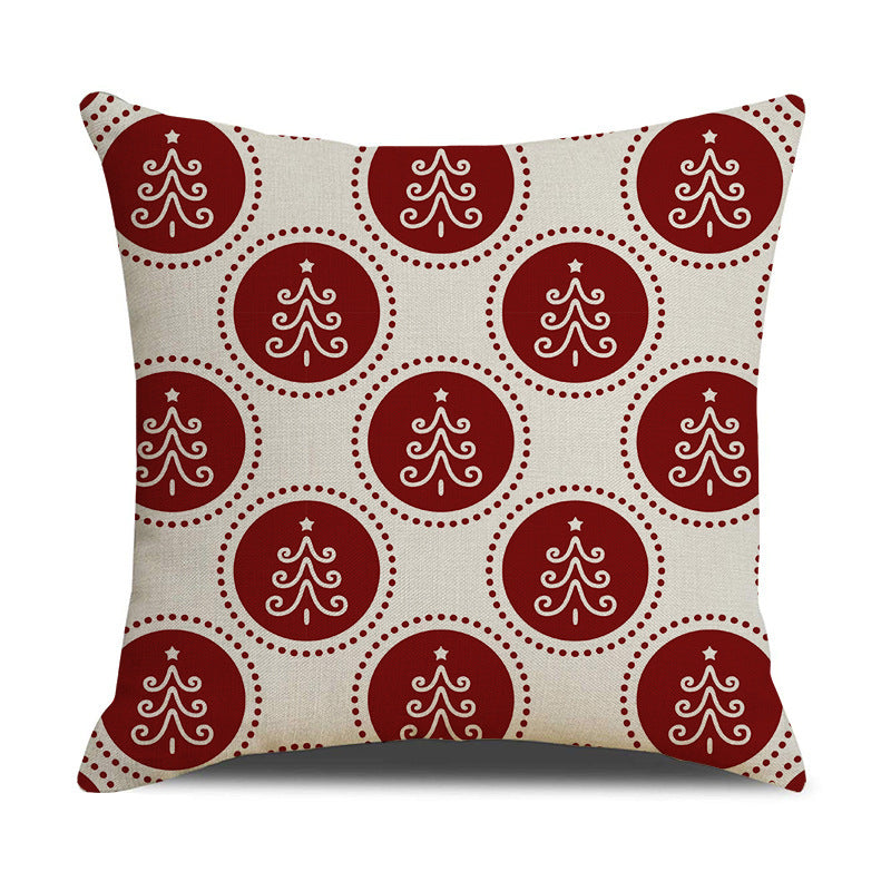 Christmas Linen Stripe Print Pillowcase Household