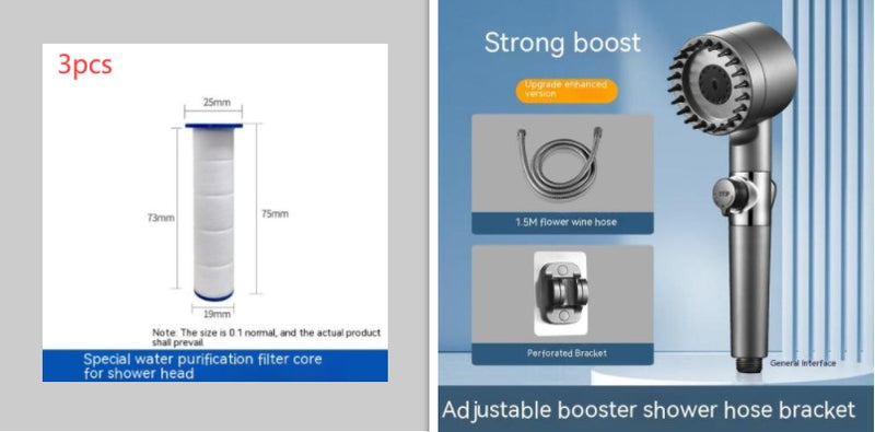 Gear Adjustable Strong Supercharged Shower Head