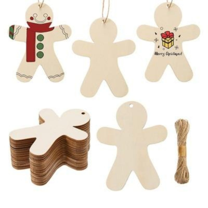 30 Pieces Of Unpainted Gingerbread Man Slices For Painting