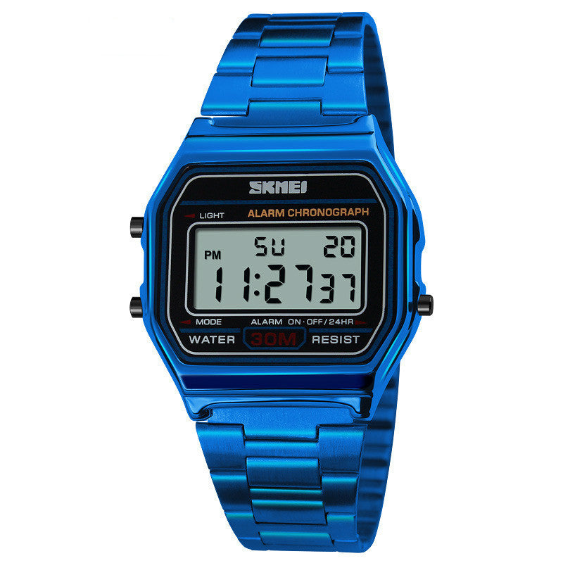 Mens Led Watch Electronic Steel Band Watch