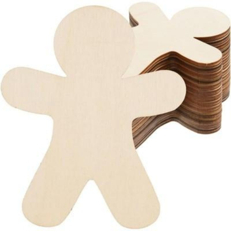 30 Pieces Of Unpainted Gingerbread Man Slices For Painting