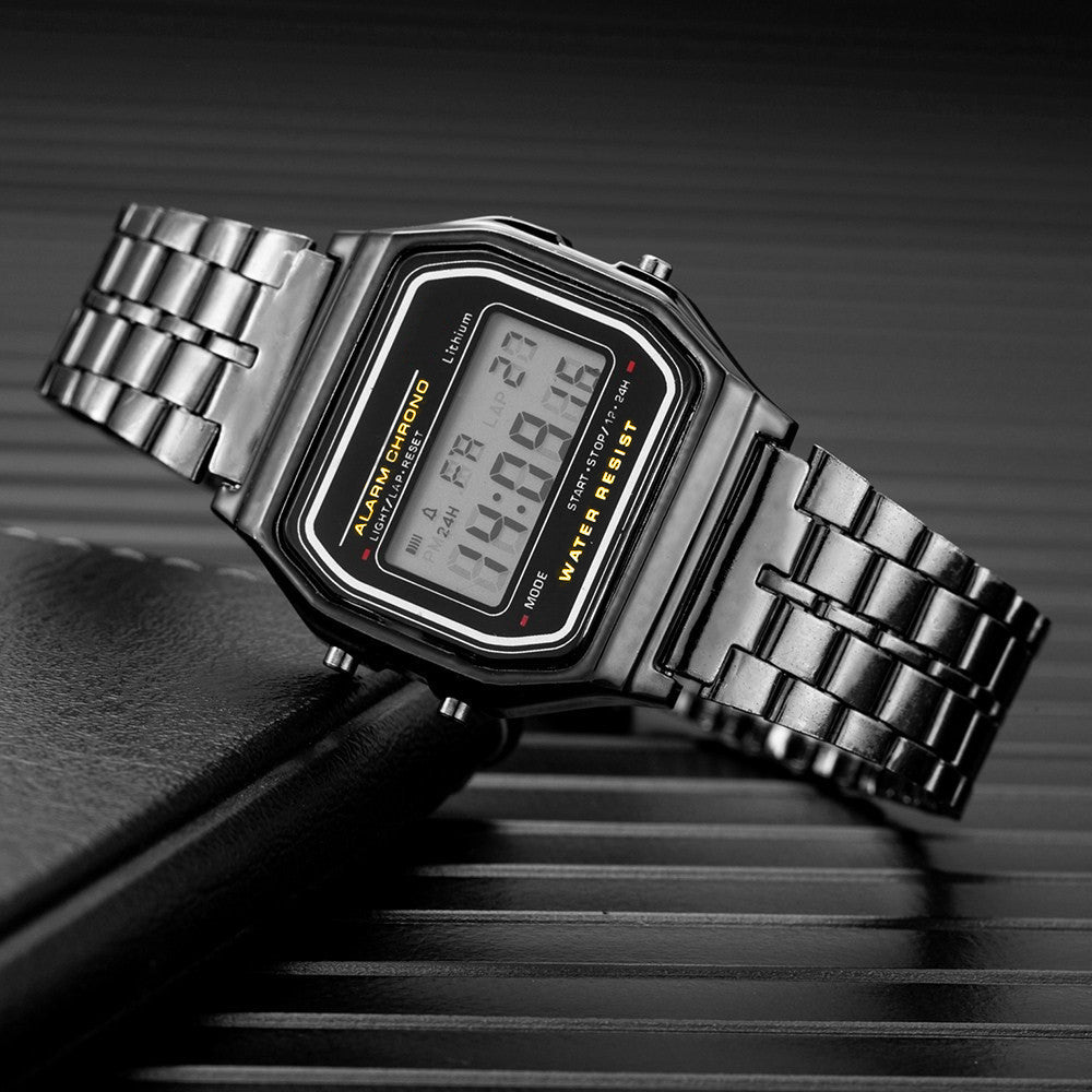 LED Electronic Watch Steel Band Style Watch