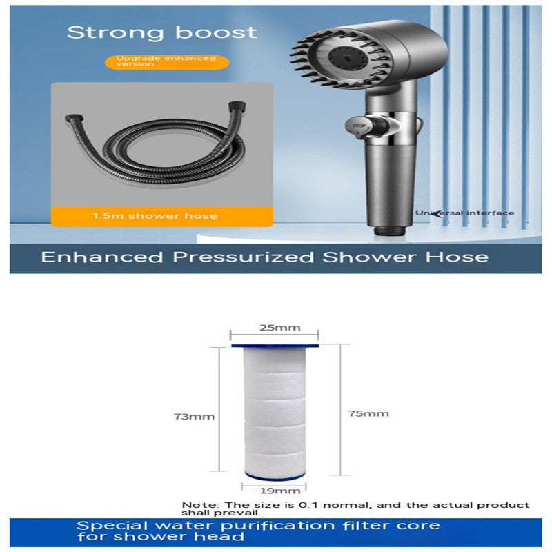 Gear Adjustable Strong Supercharged Shower Head