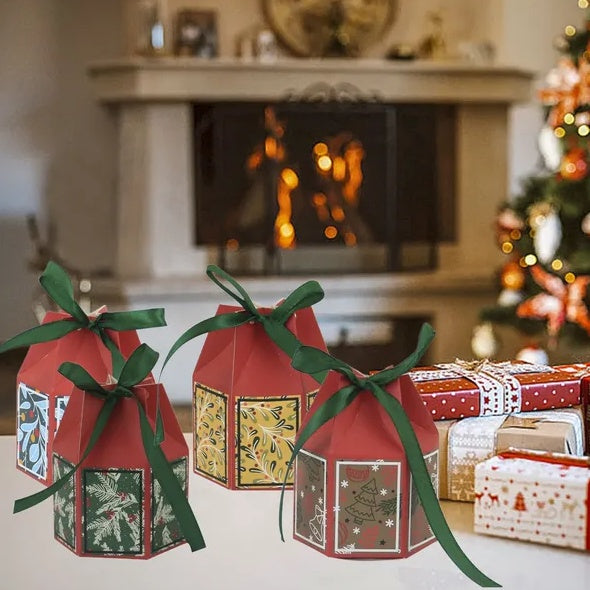 20 Pcs Christmas Candy Boxes With Ribbon Colorful Goodies