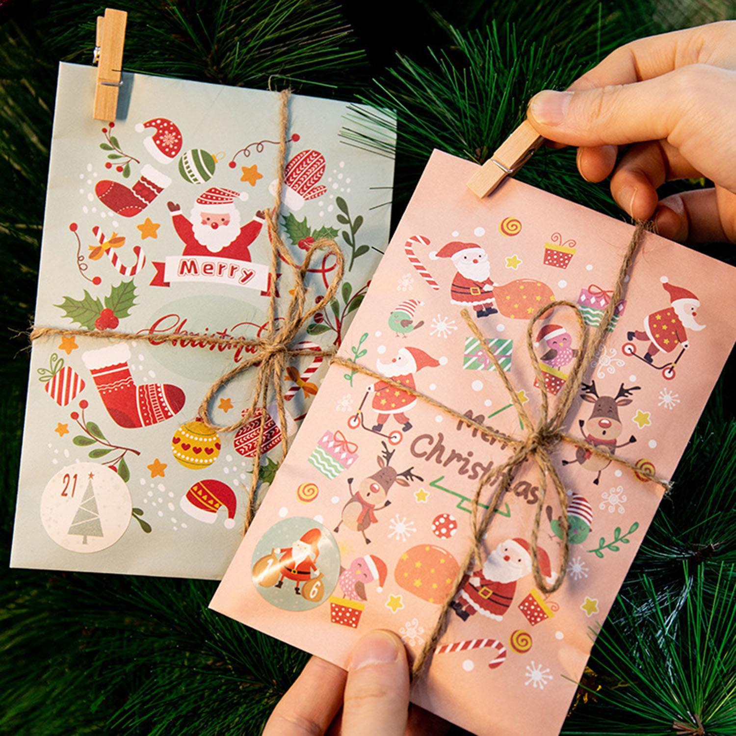 Party Christmas Countdown Paper Gift Bags 24-Piece Set