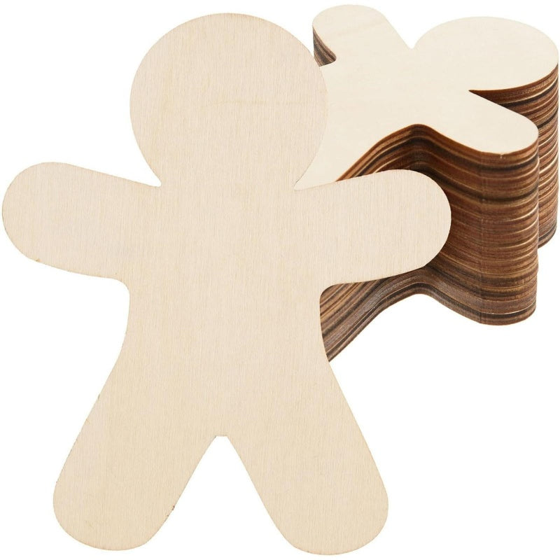 30 Pieces Of Unpainted Gingerbread Man Slices For Painting