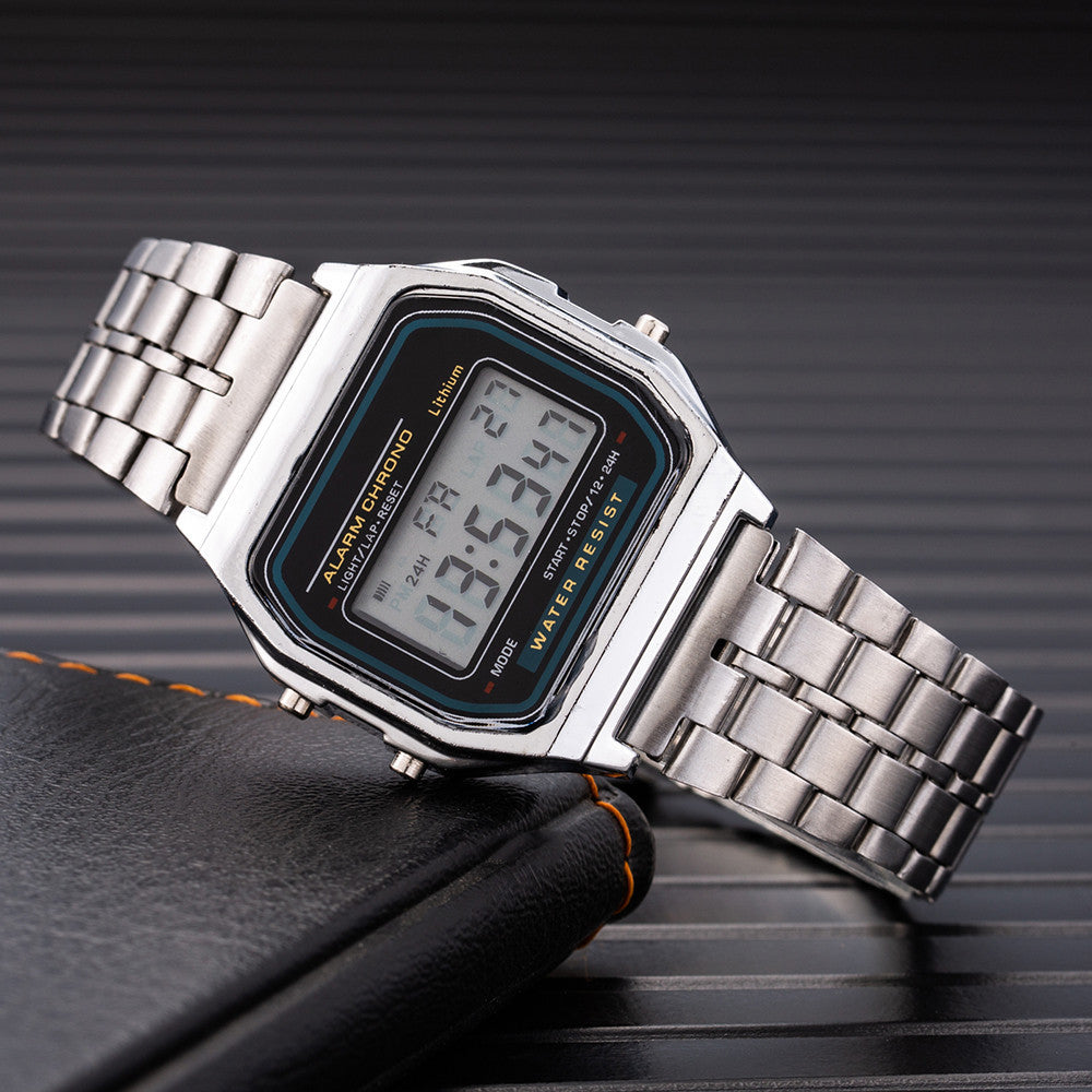 LED Electronic Watch Steel Band Style Watch
