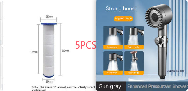 Gear Adjustable Strong Supercharged Shower Head