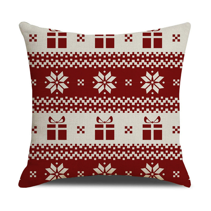 Christmas Linen Stripe Print Pillowcase Household